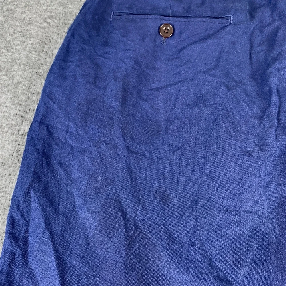 Vintage Polo Ralph Lauren Linen Pants Men 38x32 Blue Silk Trousers Old Money